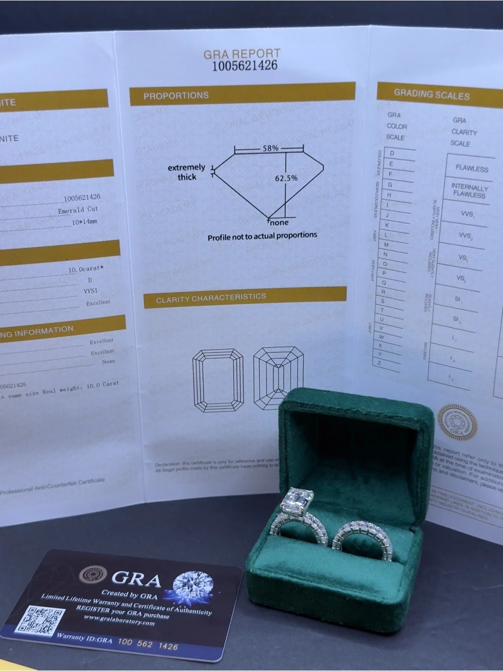 30cttw big emerald cut vvs1 color D Moissanite eternity wedding set